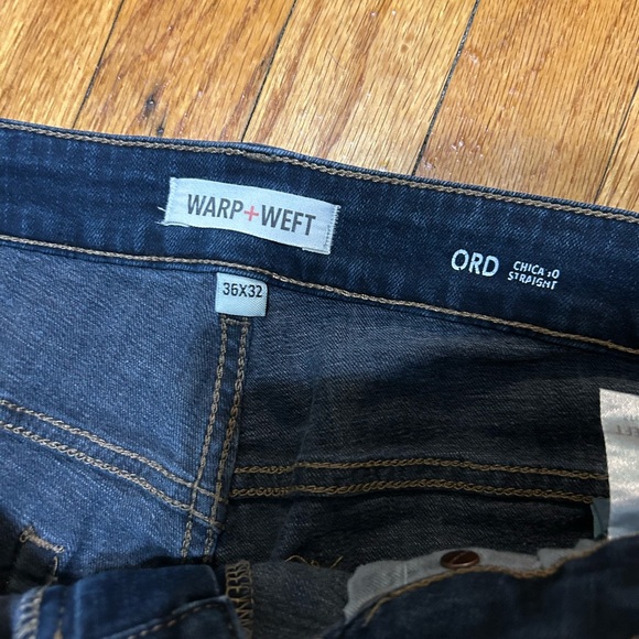 Warp + Weft ORD Straight/AMS Slim Jeans Mens 36x32 Dark Wash Blue/Brown Denim - Picture 3 of 11